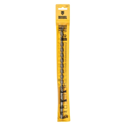 Бур по бетону Denzel, 12 x 260 мм, двойная спираль, три пылеотводящие кромки, 705025 купить в Кургане