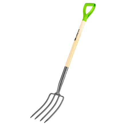 Вилы 4-рогие Сибртех 61380, огородные, кованые, 195х295х1165 мм, деревянный лакированный черенок купить в Кургане