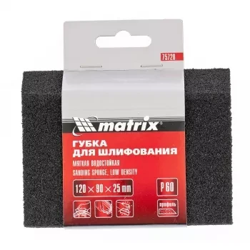 Губка для шлифования 120 х 90 х 25 мм трапеция мягкая P40 MATRIX 75727 купить в Кургане