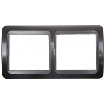 Панель СВЕТОЗАР "ГАММА" накладная, горизонтальная, цвет темно-серый металлик, 2 гнезда SV-54146-DM купить в Кургане