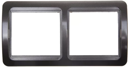 Панель СВЕТОЗАР "ГАММА" накладная, горизонтальная, цвет темно-серый металлик, 2 гнезда SV-54146-DM купить в Кургане