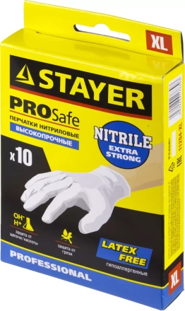 Перчатки STAYER "PROFI" нитриловые экстратонкие, XL, 10шт 11204-XL купить в Кургане