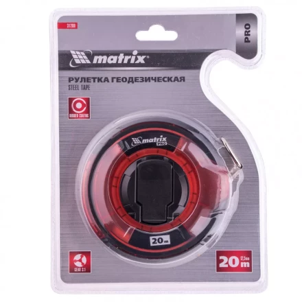 Рулетка геодезическая 20 м х 12,5 мм закрытый корпус стальная лента односторонняя шкала Pro Matrix 31280 купить в Кургане