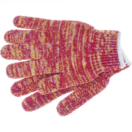 Перчатки трикотажные усиленные гелевое ПВХ-покрытие 7 класс красно-желтый меланж Сибртех 68181 купить в Кургане