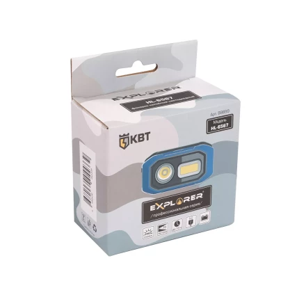 Фонарик налобный светодиодный со встроенным аккумулятором КВТ HL-6567 (88899) купить в Кургане