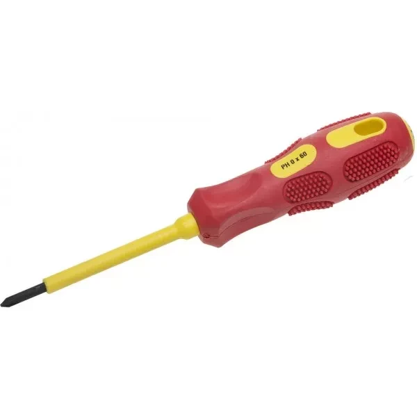 Отвертка STAYER "PROFESSIONAL" "MAX-GRIP" диэлектрическая, двухкомпонентная рукоятка, Cr-V, PH №0x60мм 25828-0-060 G купить в Кургане