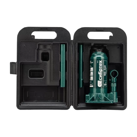 Домкрат гидравлический бутылочный Сибртех 50814, 5 т, 180-340 мм, в пласт. кейсе купить в Кургане