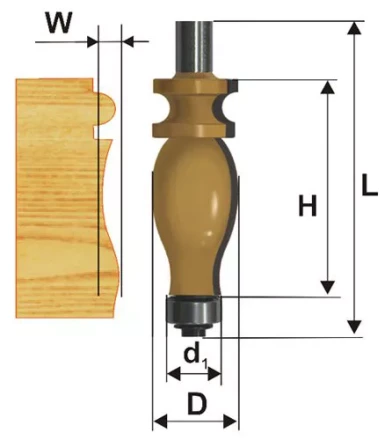 Фреза кромочная фигурная Ф25,4Х42,9 мм хвостовик 12 мм Энкор 46414 купить в Кургане