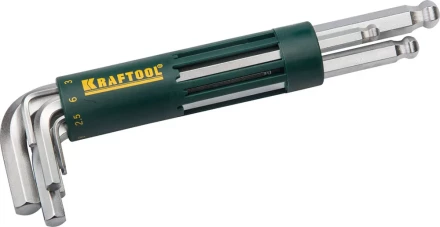 Набор KRAFTOOL: Ключи имбусовые длинные с шариком, Cr-Mo сталь, держатель-рукоятка, HEX 2-10мм, 8 пред 27431-2_z01 купить в Кургане