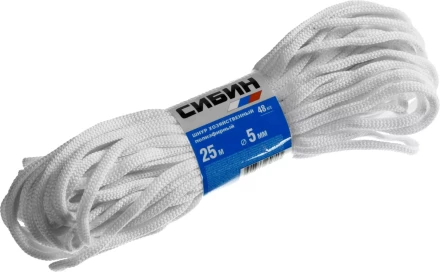 Шнур хозяйственный СИБИН, полиэфирный, длина 25 м, диаметр - 5мм 50265 купить в Кургане