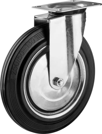 Колеса поворотные из литой резины с металлическим диском серия ПРОФЕССИОНАЛ купить в Кургане