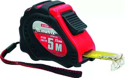 Рулетка Status autostop magnet+ 3 м х 16 мм обрезиненная нейлоновое покрытие  MATRIX 31007 купить в Кургане