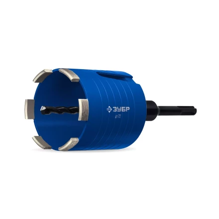 ЗУБР АСК d 72 мм (М16, рабочая глубина 75 мм, лазерная сварка), алмазная сегментная коронка для подрозетников, Профессионал (29875-72) купить в Кургане