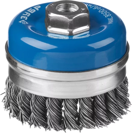 ЗУБР &quot;ПРОФЕССИОНАЛ&quot;. Щетка чашечная усиленная для УШМ, плетеные пучки стальной проволоки 0,8мм, 80ммхМ14 35271-080_z02 купить в Кургане
