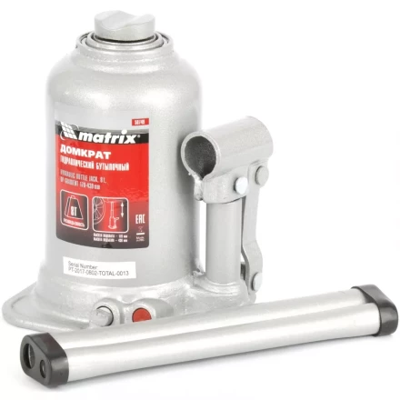 Домкрат гидравлический бутылочный телескопический 8 т подъем 170-430 мм MATRIX 50749 купить в Кургане