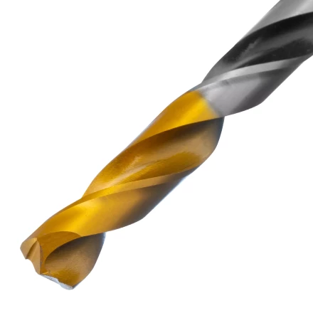 Сверло спиральное по металлу Denzel 8 x 117мм, Р6М5, Golden Tip, многогранная заточка, 718282 купить в Кургане