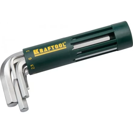 Набор KRAFTOOL: Ключи имбусовые короткие, Cr-Mo сталь, держатель-рукоятка, HEX 2-10мм, 8 пред 27430-1_z01 купить в Кургане