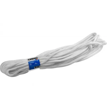 Шнур хозяйственный СИБИН, полиэфирный, длина 25 м, диаметр - 9мм 50269 купить в Кургане