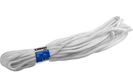 Шнур хозяйственный СИБИН, полиэфирный, длина 25 м, диаметр - 9мм 50269 купить в Кургане