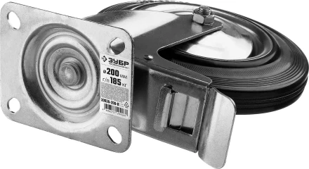 Колеса поворотные с тормозом из литой резины с металлическим диском серия ПРОФЕССИОНАЛ купить в Кургане