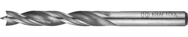 Сверло по дереву, двухленточное, спиральное, KRAFTOOL 29400-120-10, d=10x120мм 29400-120-10 купить в Кургане
