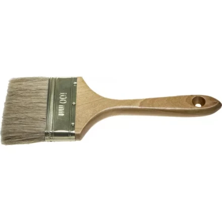 Кисть плоская  ЗУБР "УНИВЕРСАЛ-ЭКСПЕРТ", натуральная щетина, деревянная ручка, 100мм 4-01005-100 купить в Кургане