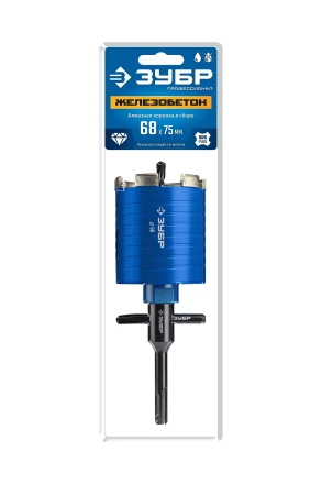 ЗУБР АСК d 68 мм (М16, рабочая глубина 75 мм, лазерная сварка), алмазная сегментная коронка для подрозетников, Профессионал (29875-68) купить в Кургане