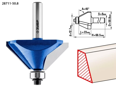 ЗУБР 50.8 x 27 мм, фреза кромочная калевочная (фасочная) №9, Профессионал (28711-50.8) купить в Кургане