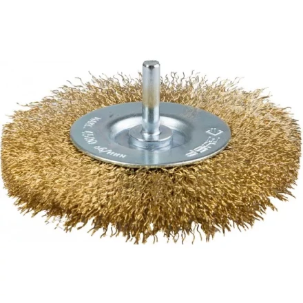 ЗУБР &quot;ЭКСПЕРТ&quot;. Щетка дисковая для дрели, двухрядная, витая латунированная стальная проволока 0,3мм, 100мм 3520-100-2_z01 купить в Кургане