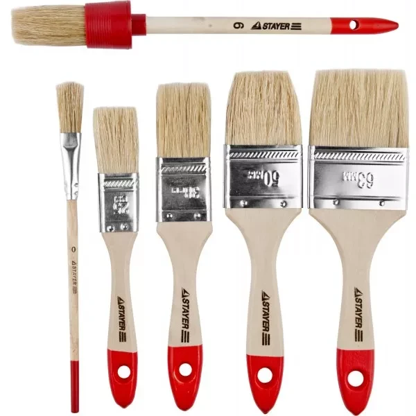 Набор STAYER "STANDARD" "UNIVERSAL": Кисти, светлая натуральная щетина, деревянная ручка, 6шт 0162-H6_z01 купить в Кургане