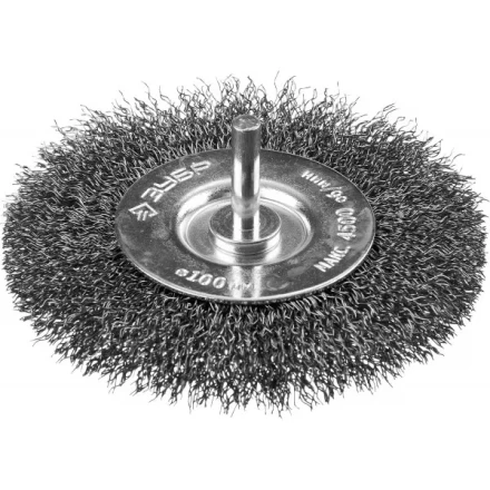 ЗУБР &quot;ПРОФЕССИОНАЛ&quot;. Щетка дисковая для дрели, витая стальная проволока 0,3мм, 100мм 35198-100_z02 купить в Кургане