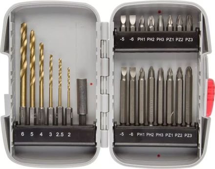 Набор ЗУБР &quot;МАСТЕР&quot;: Насадки для шуруповерта и дрели, биты, биты-сверла, адаптер, 23 предмета 26056-H23 купить в Кургане