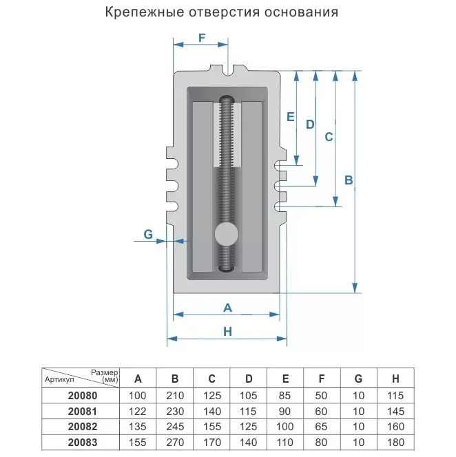 Тиски  машинные крестовинные 125мм 20082 купить в Кургане