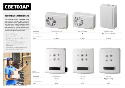 Звонок СВЕТОЗАР &quot;ДИН-ДОН Маэстро&quot; электрический 16 мелодий, с регулировкой звука, ~220В SV-58053 купить в Кургане