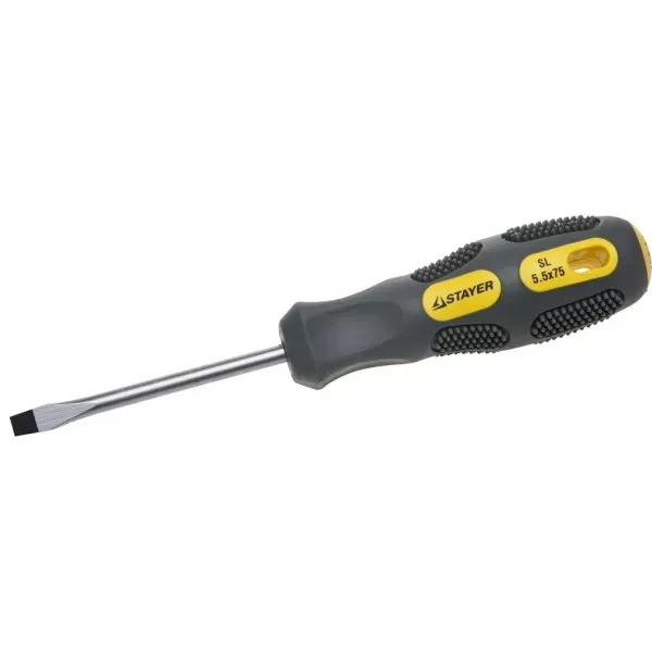 Отвертка STAYER "PROFESSIONAL" "MAX-GRIP" слесарная, Cr-V, намагниченная, SL 5,5х75мм 2580-05-075 G купить в Кургане