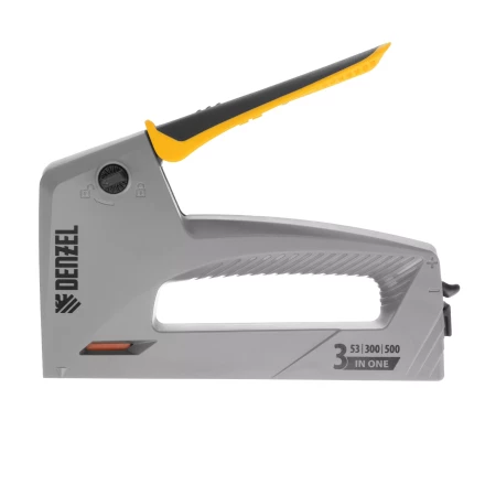 Степлер мебельный Denzel 40213, пластиковый корпус, тип 53, 6-14 мм, тип 300, 15 мм, тип 500, 15 мм купить в Кургане