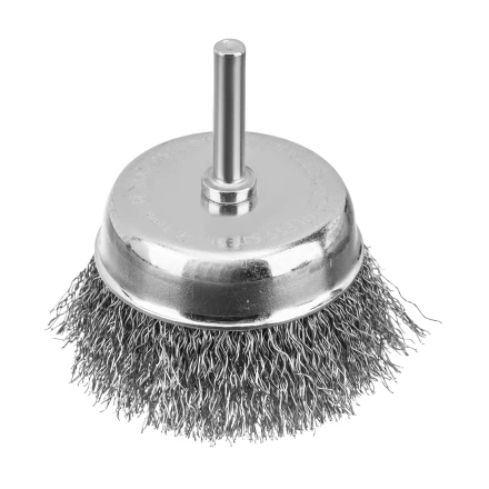 Набор щеток для дрели Denzel, 2 Плоские 50-75мм, 3 Чашки 25-50-75мм, шпилька,  нерж.вит. проволока 74493 купить в Кургане