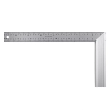 Угольник стальной 400 мм, нержавеющая сталь, градуировка, алюминиевое основание Denzel 32398 купить в Кургане