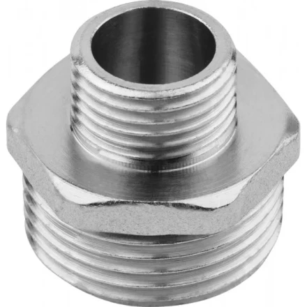 Бочонок ЗУБР "ЭКСПЕРТ" переходной, никелированная латунь, 1/2"-3/4" 51241-1/2-3/4 купить в Кургане