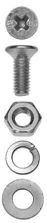 Винт ЗУБР (DIN7985) в комплекте с гайкой (DIN934), шайбой (DIN125), шайбой пруж. (DIN127),  M5x25мм, ТФ6, 14шт. 4-303476-05-025 купить в Кургане