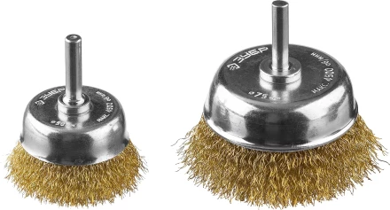 ЗУБР &quot;ПРОФЕССИОНАЛ&quot;. Набор щеток чашечных для дрели, витая стальная латунированная проволока 0,3мм, 50/75мм, 2шт 3531-H2_z02 купить в Кургане