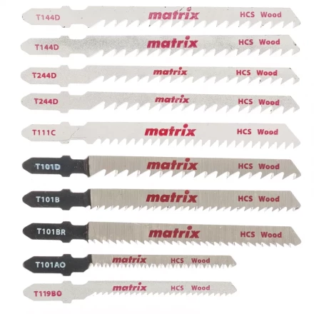 Набор полотен для электролобзика по дереву 10 шт T-SET1007 Matrix 78249 купить в Кургане
