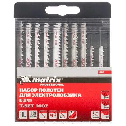 Набор полотен для электролобзика по дереву 10 шт T-SET1007 Matrix 78249 купить в Кургане