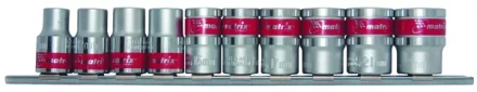 Набор торцевых головок 1/2&quot;, 6-ти гр., CrV, 10шт., 10-22мм Matrix 13557 купить в Кургане