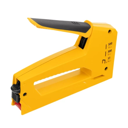 Степлер мебельный Denzel 40214, алюминиевый корпус, тип 53, 6-14 мм, тип 300, 15 мм, тип 500, 15 мм купить в Кургане