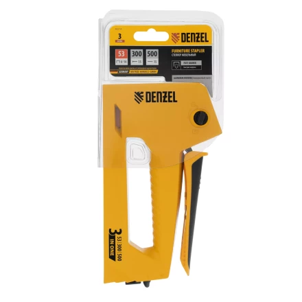 Степлер мебельный Denzel 40214, алюминиевый корпус, тип 53, 6-14 мм, тип 300, 15 мм, тип 500, 15 мм купить в Кургане