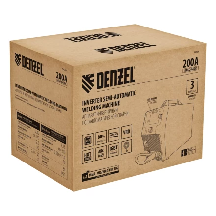 Аппарат инвертор. полуавтомат. cварки Denzel IMIG-205SDR, 200 А, ПВ 60%, катушка 5 кг купить в Кургане