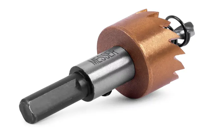 HSS-TiN коронка MESSER  25мм с центр. сверлом и толкающей пружиной для  лист. материала  до 2 мм ц/х купить в Кургане