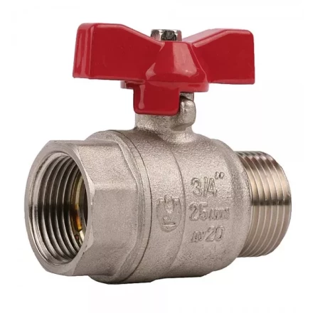 Кран ЗУБР шаровой 3/4&quot; полнопроходной &quot;мама-папа&quot;, бабочка, никелированная латунь 51354-N-3/4 купить в Кургане