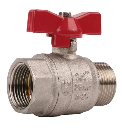 Кран ЗУБР шаровой 3/4&quot; полнопроходной &quot;мама-папа&quot;, бабочка, никелированная латунь 51354-N-3/4 купить в Кургане